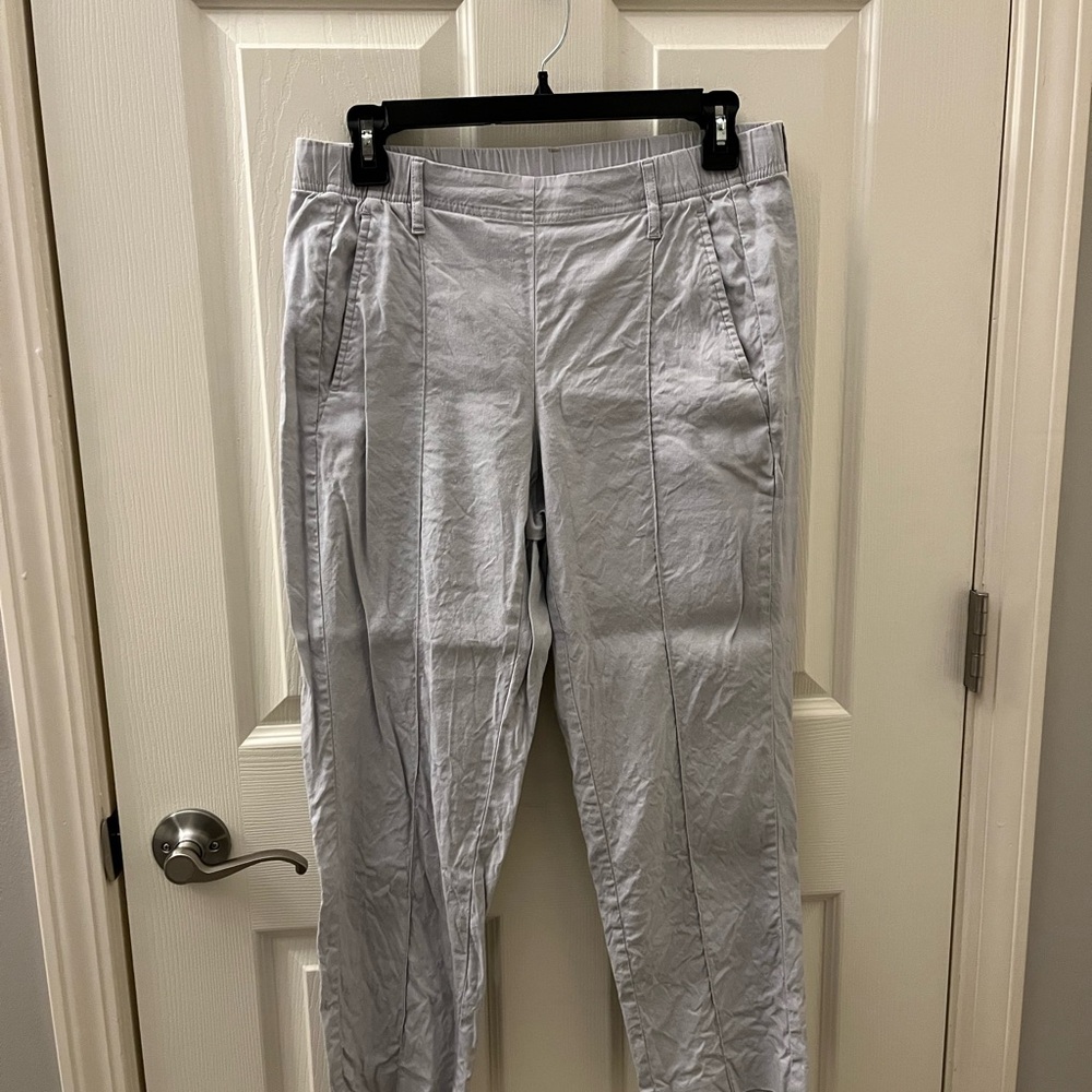 J. Jill Light Gray Linen-Blend Stretch Pants